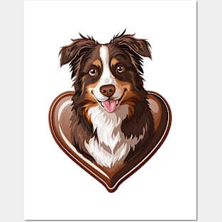 Valentine Australian Shepherd Shaped Chocolate Posters and Art